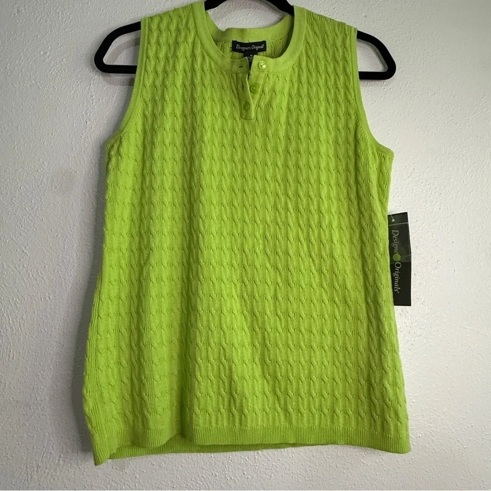 Designers Originals Green Sleeveless Top. 100% cotton. Sz M. NWT. - Picture 4 of 7